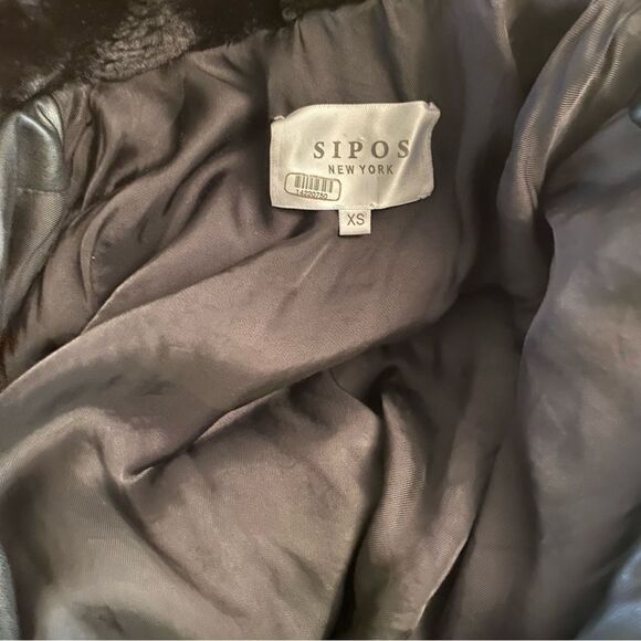 Sipos Black Faux Leather Bomber Jacket Size XS - Picture 6 of 7